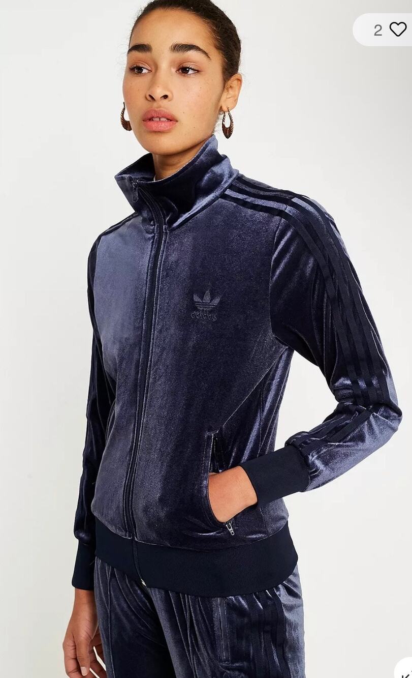 adidas Originals Luxe Velvet Firebird Track Jacket Women’s Large Blue